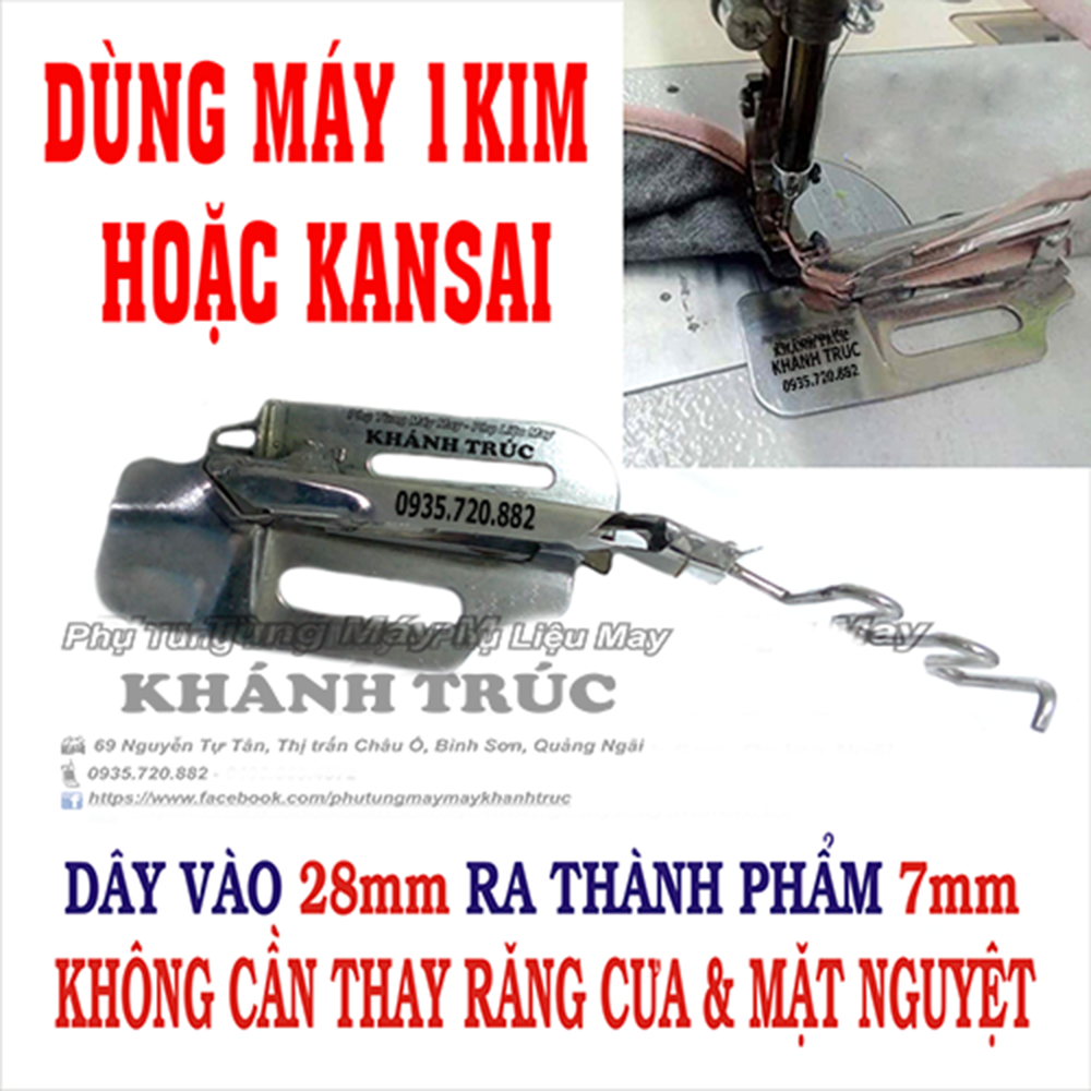 [28-7] Cử viền 2 mép dây vào 28ly ra 7ly máy may công nghiệp