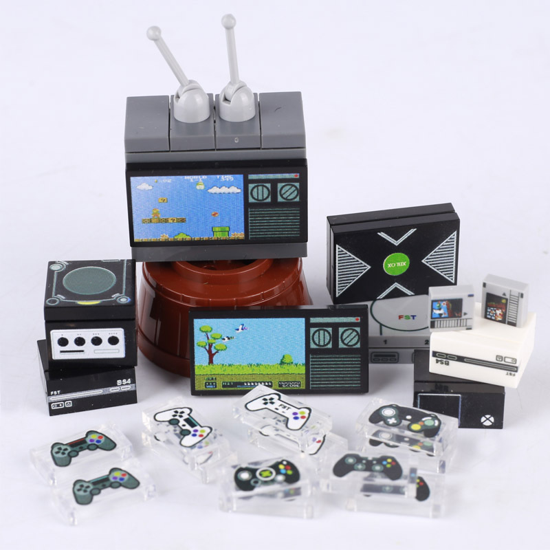 Tile MOC printed figure game machine đồ chơi lắp ráp