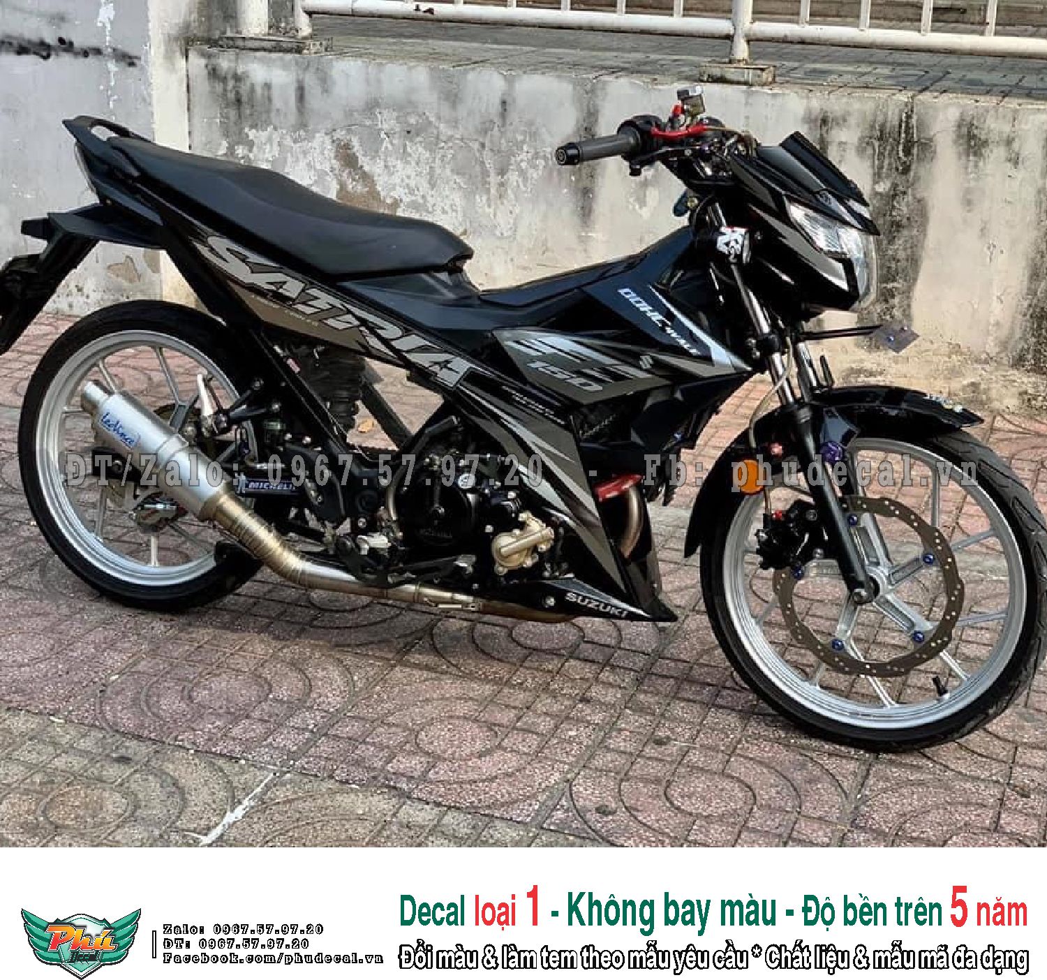 Tem rời xe Satria Xám đen Mới