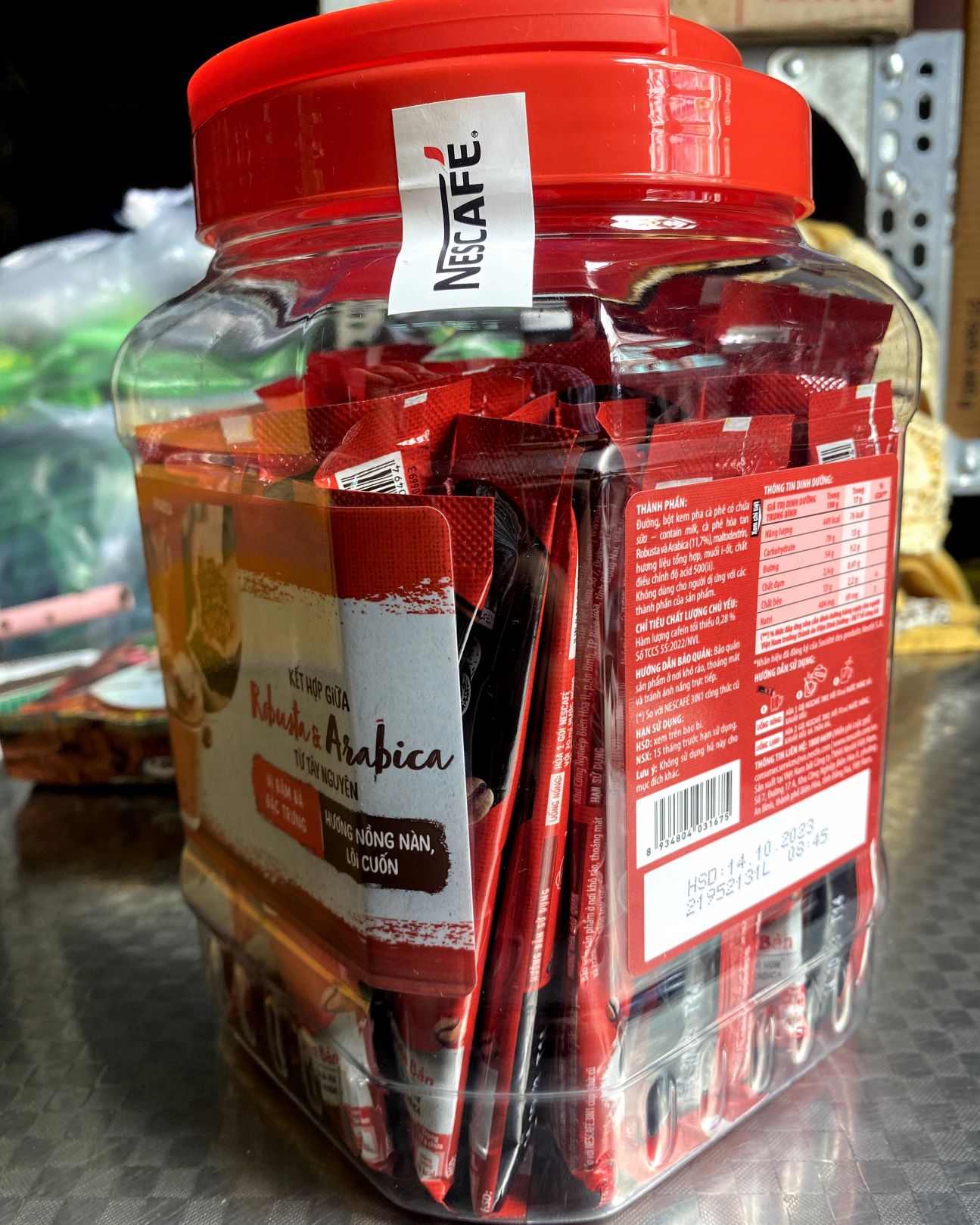 NESCAFE 3IN1 RANG XAY HÒA TAN - HỦ 850g (50 gói x 17g)
