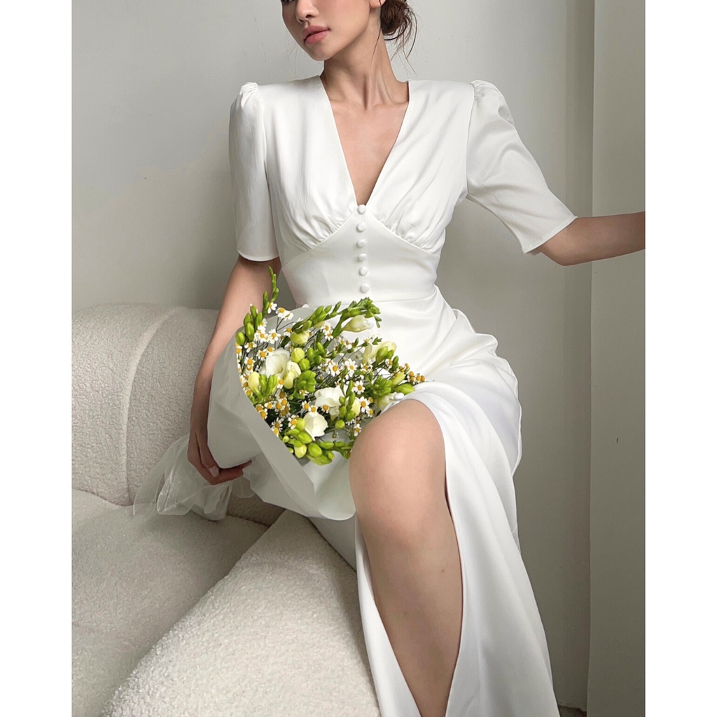 Đầm lụa gân Aelita Midi Dress - C’MEE