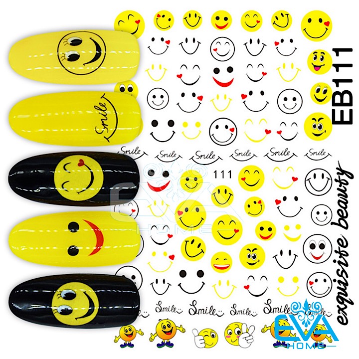 [HCM]Decal Dán Móng Tay 3D Nail Sticker Hoạ Tiết Icon Mặt Cười EB111