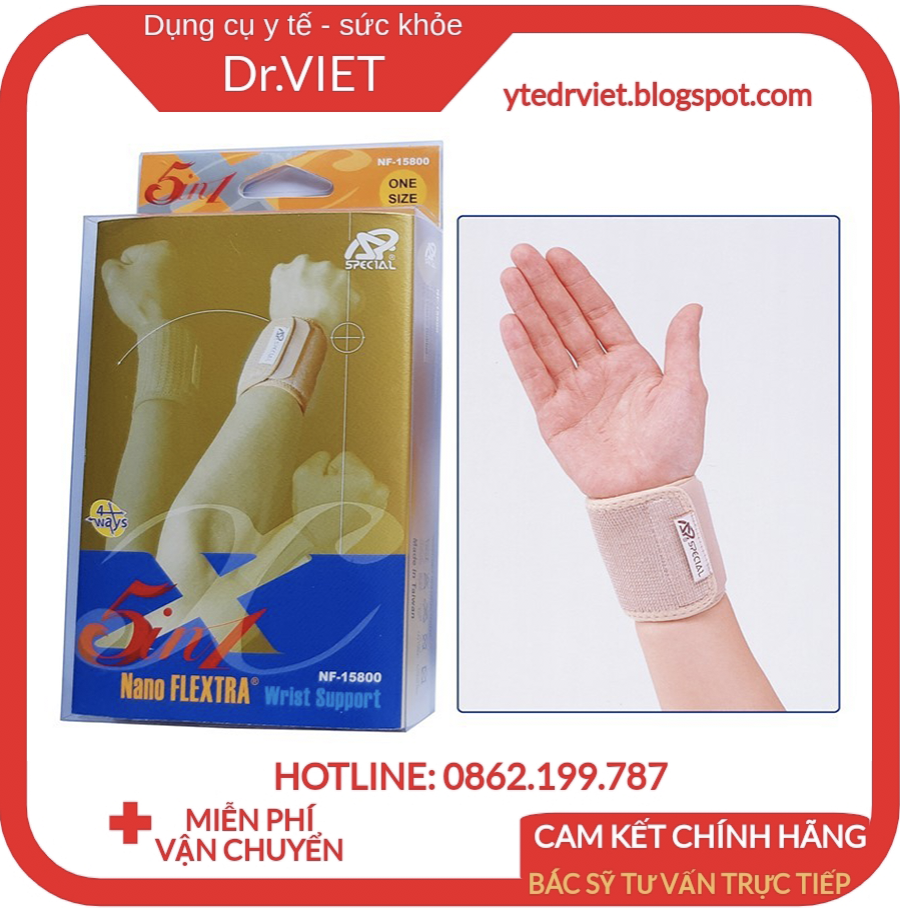[HCM]Đai hỗ trợ cổ tay NF-15800 chất liệu 5 in 1 NANO FLEXTRA chính hãng (One size)