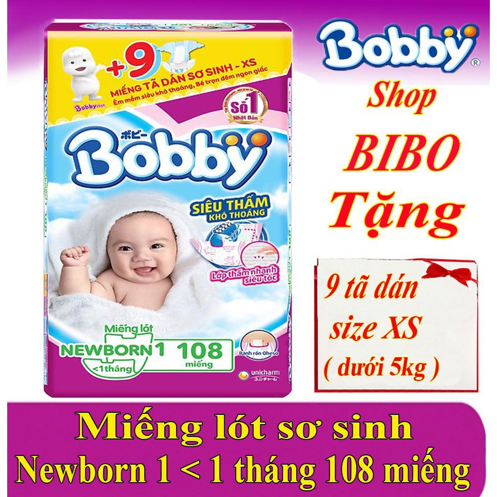 Miếng lót cho bé sơ sinh Bobby Newborn 1-108 miếng