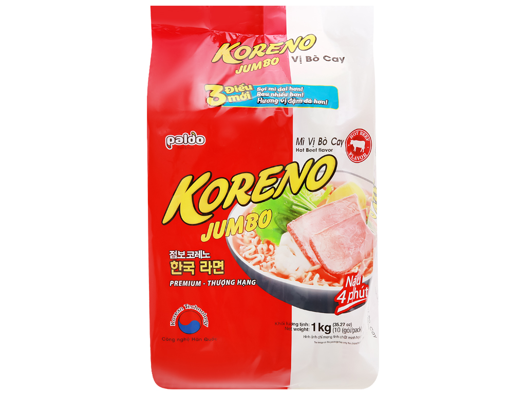 Mì Koreno Jumbo Bò Cay ( 10 gói )