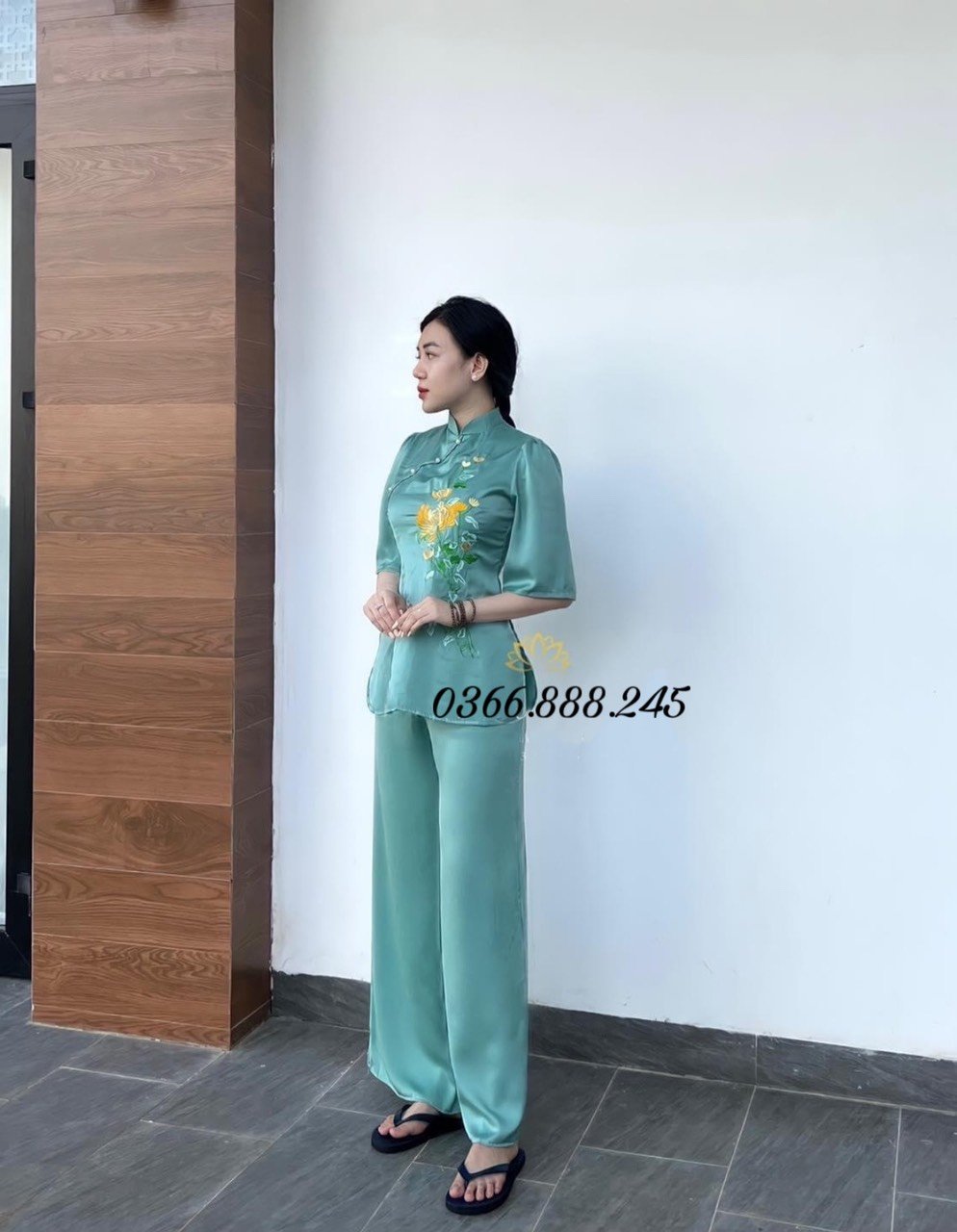 Set Đồ Lam Đi Chùa Chất Vải Lụa Cao Cấp L14