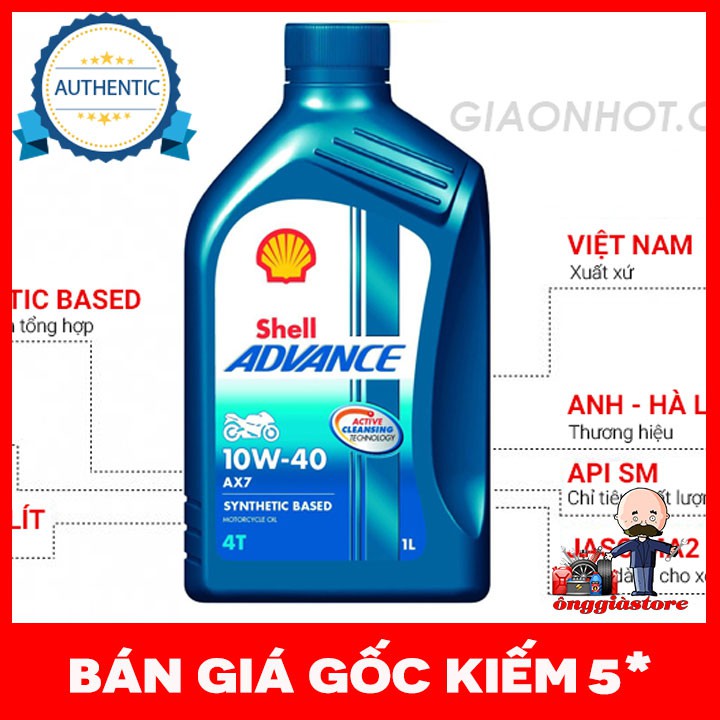 Nhớt xe số Shell Advance AX7 loại 1L - PT12