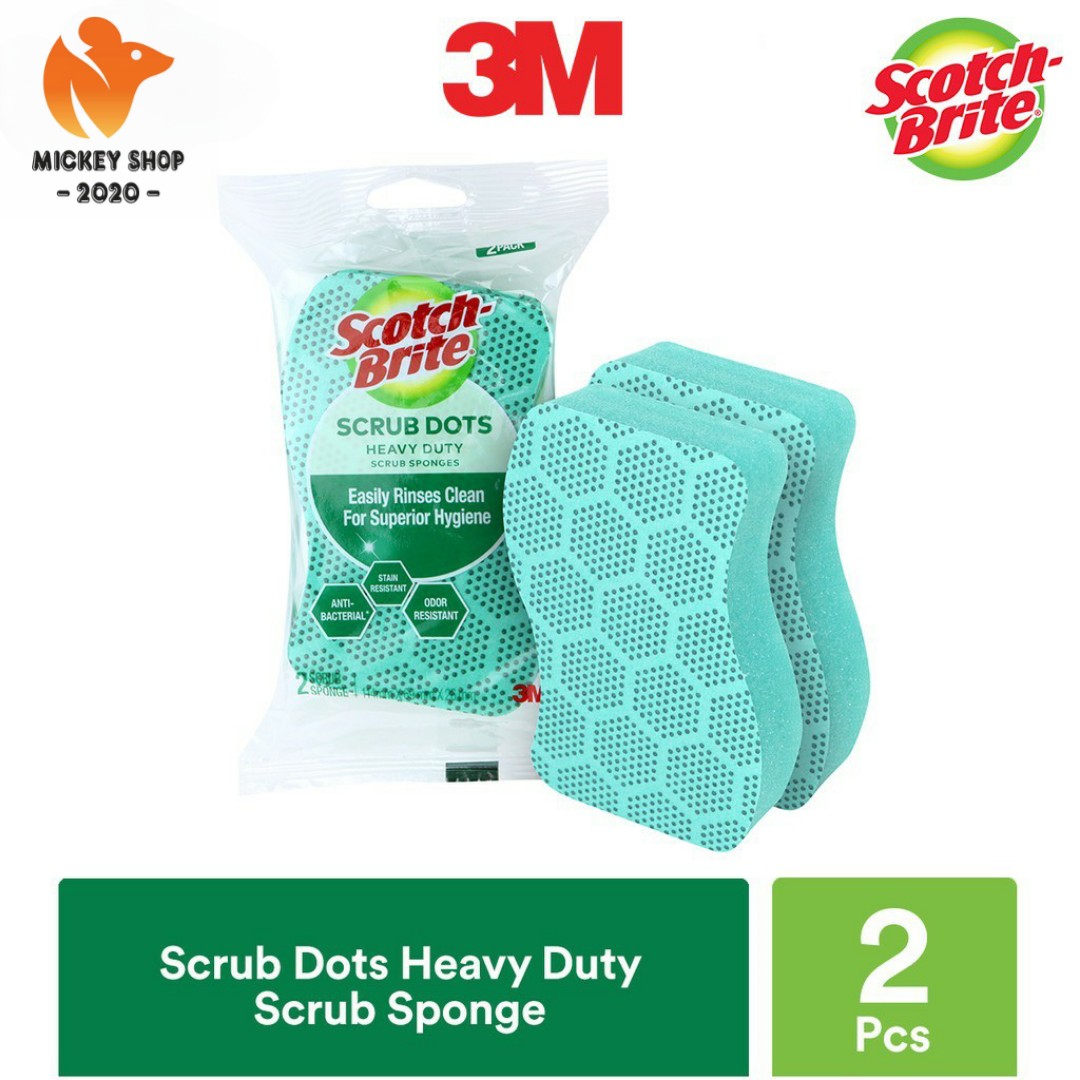 [ HÀNG MỸ ] Combo 6 Gói 2 Miếng Cọ Rửa Hạt Nổi Kháng Khuẩn Siêu Sạch Scotch-Brite Scrub Dots 3M – Hàng Chính Hãng