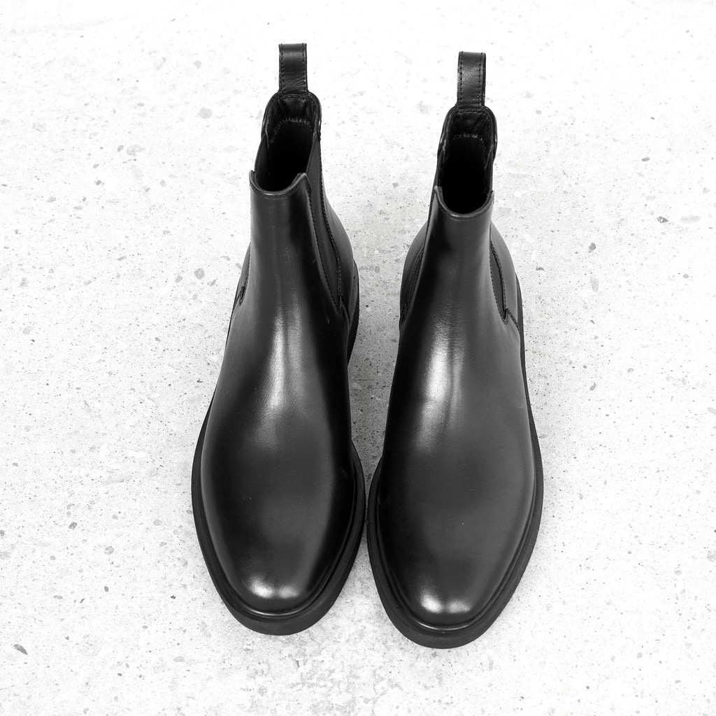 Giày Chelsea boots JOG04 Mũi tròn , đế cao su (T2) - Bốt nam da bò thật nhập khẩu nguyên tấm - Giày tây nam công sở