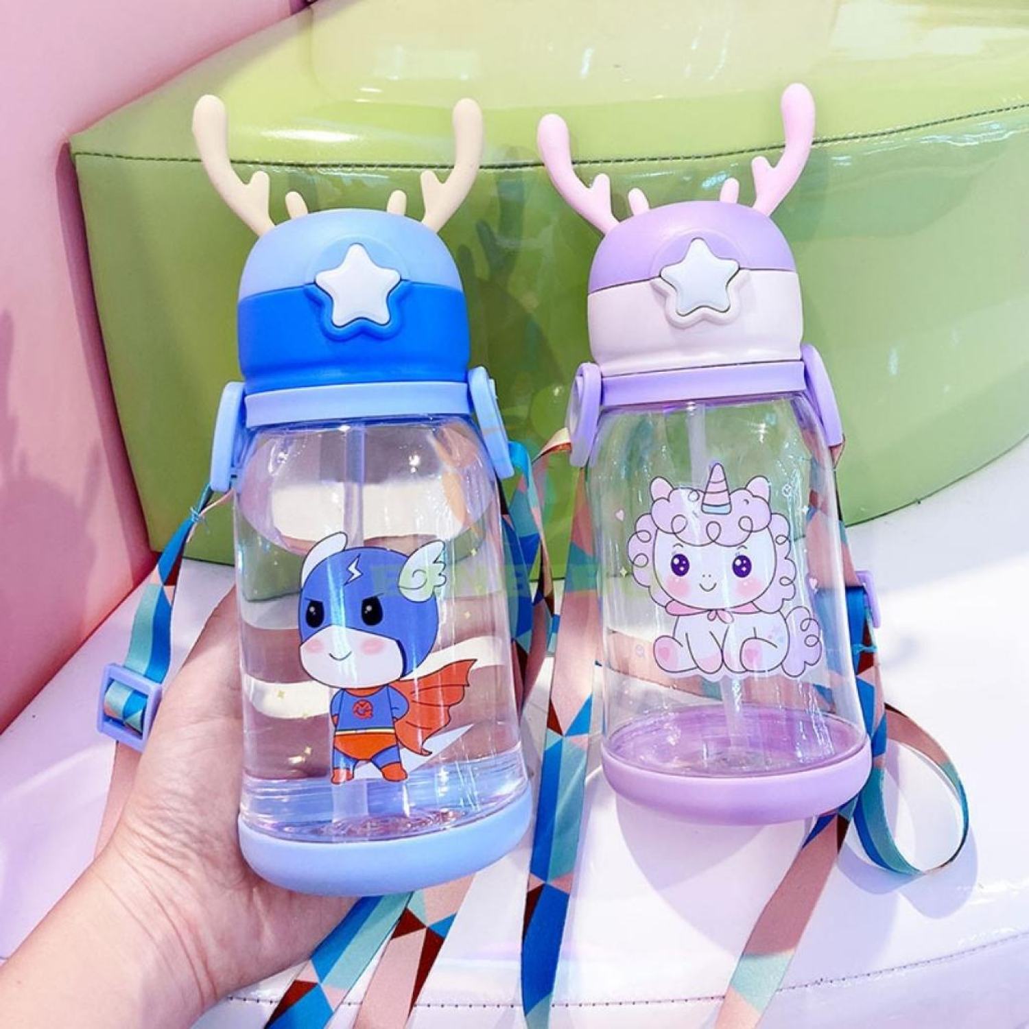 Bình đựng nước có vòi hút cute cho bé đi học