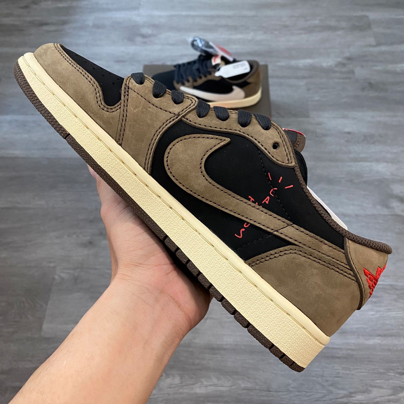 Giày Sneaker Travis scott Air J0rdan 1 low  ( Giày Thể Thao JD1 cổ thấp màu nâu)