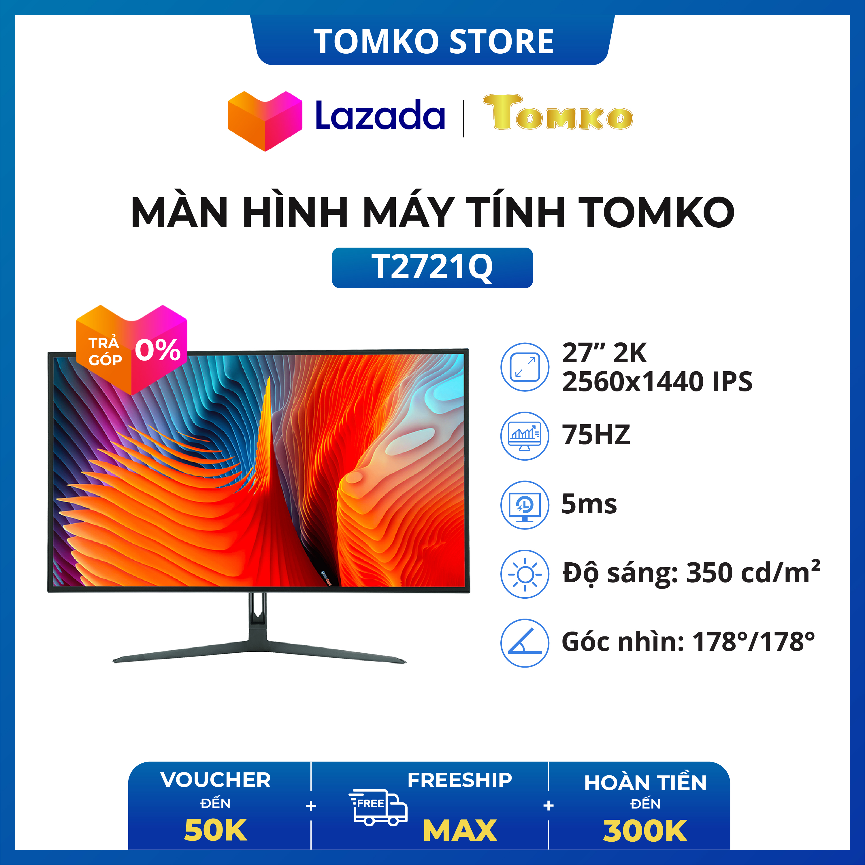 Màn Hình Máy Tính 27 inch, Màn Hình Gaming T2721Q 27 Inch –  Tấm nền IPS,VA Tần số quét 75HZ,165hz  - Màn Hình Giá Rẻ  Siêu Hót - Hàng chính hãng