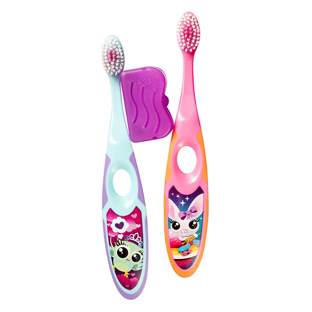 Combo 2 bàn chải đánh răng bé Jordan Step 2 (bé từ 3_5 tuổi)