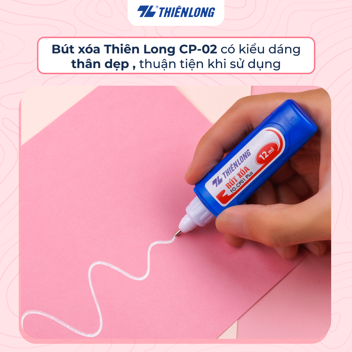 Combo 5 Bút xoá nước 12ml Thiên Long Flexofice FO-CP01 PLUS che phủ tốt, không bị lem, nhoè; mực xóa nhanh khô, không độc hại