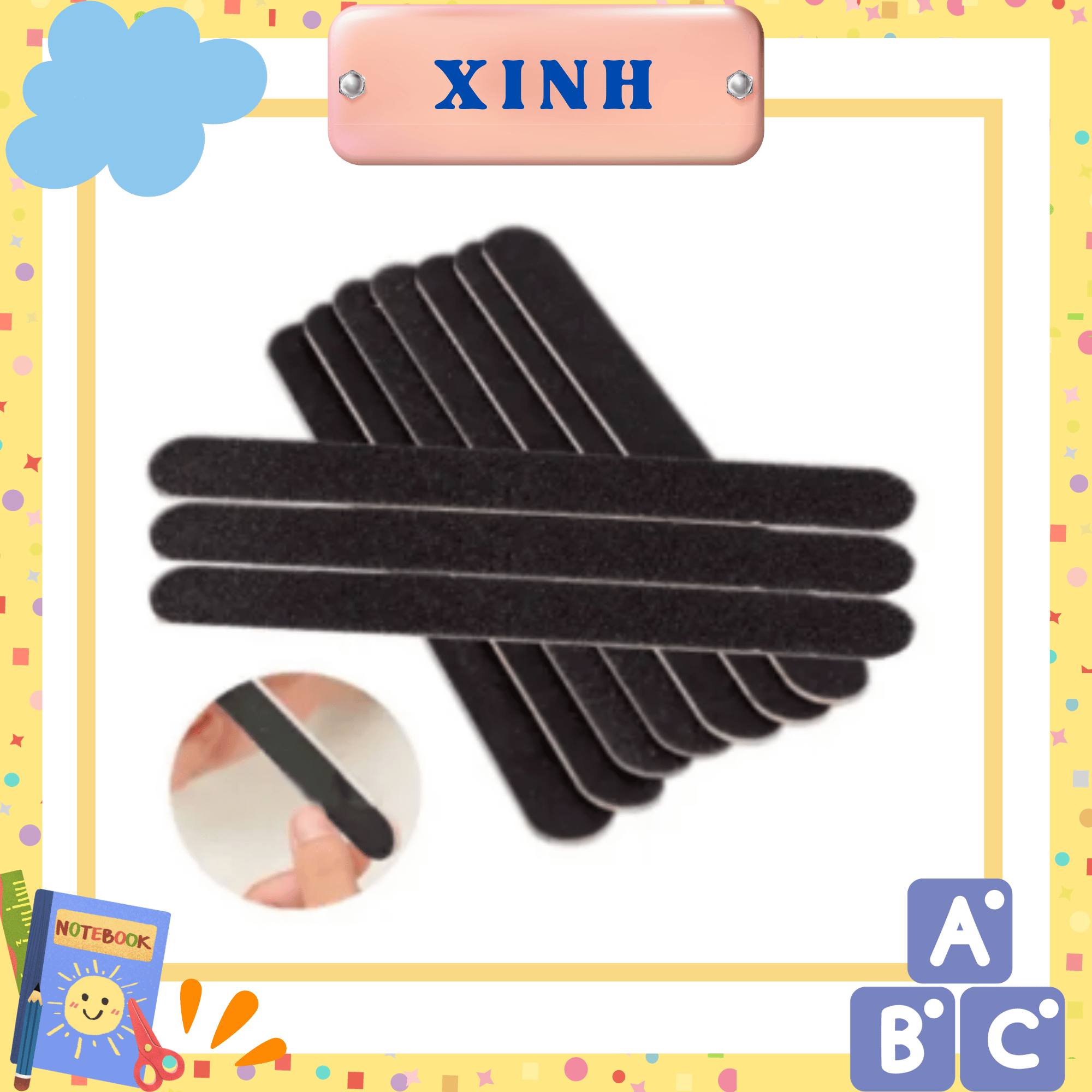 Set 10 cây dũa móng tay giấy đen lớn mịn dài 13cm, phụ kiện dũa móng làm nail