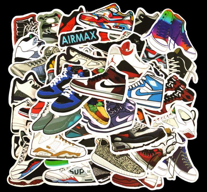 [HCM]Sticker GIÀY THỂ THAO nhựa PVC không thấm nước dán nón bảo hiểm laptop điện thoại Vali xe Cực COOL #18