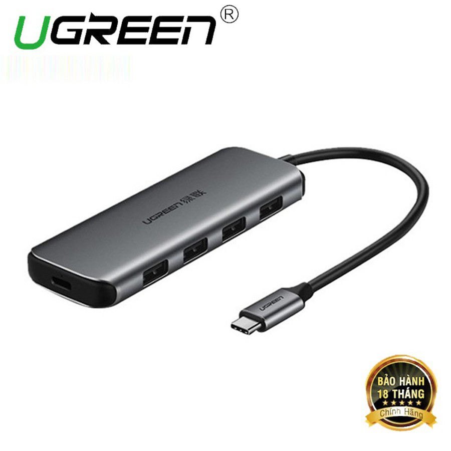 Bộ chia USB Type C ra 4 cổng USB 3.0 Ugreen 50980 có nguồn phụ  - HapuStore