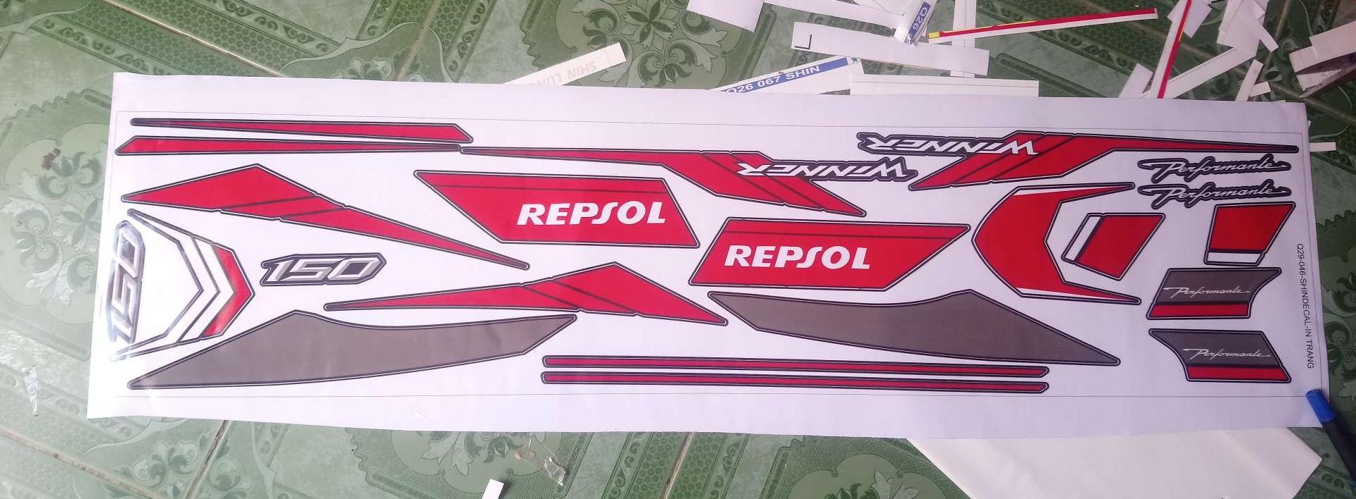 Tem rời winner repsol dán xe đen nhám