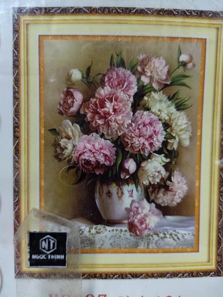 ranh đính đá Hoa mẫu đơn tuyệt đẹp VS276 kích thước 50x40cm