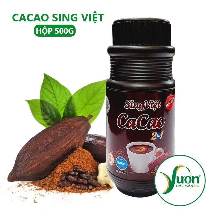 Bột Ca Cao Sing Việt, Hộp 500g Kakao nguyên chất 2 in 1 thơm ngon bổ dưỡng