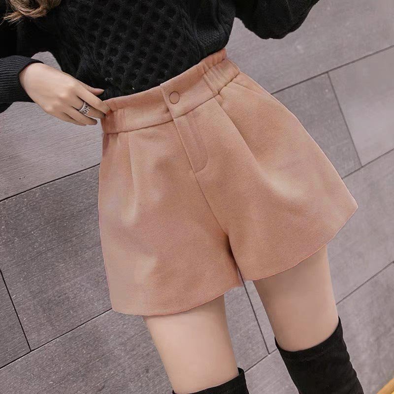 Quần short dạ nữ quần short cạp cao mẫu mới_A34
