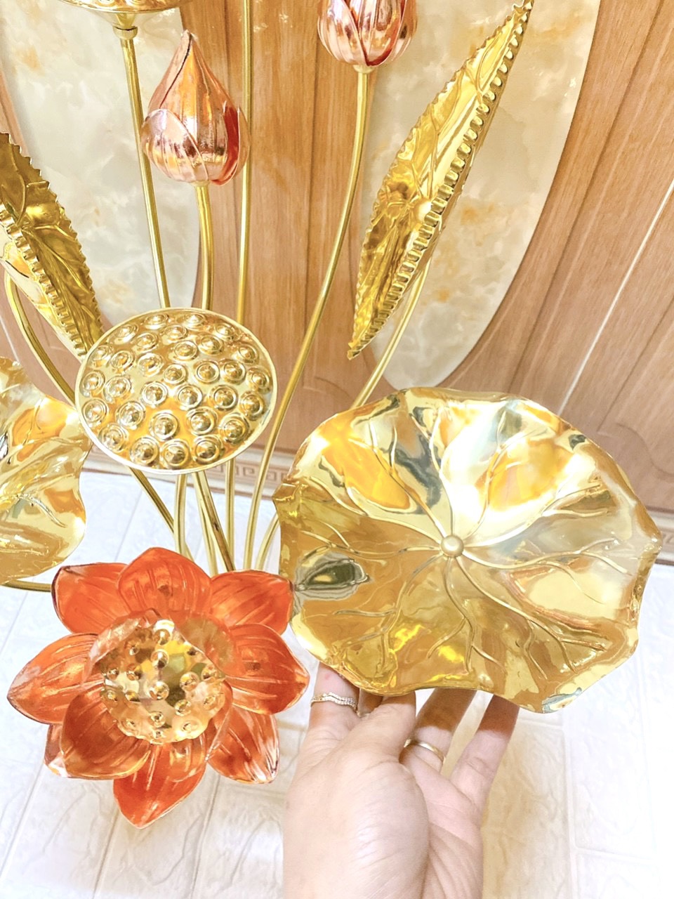 BÓ HOA SEN 10 BÔNG 70 CM BẰNG ĐỒNG