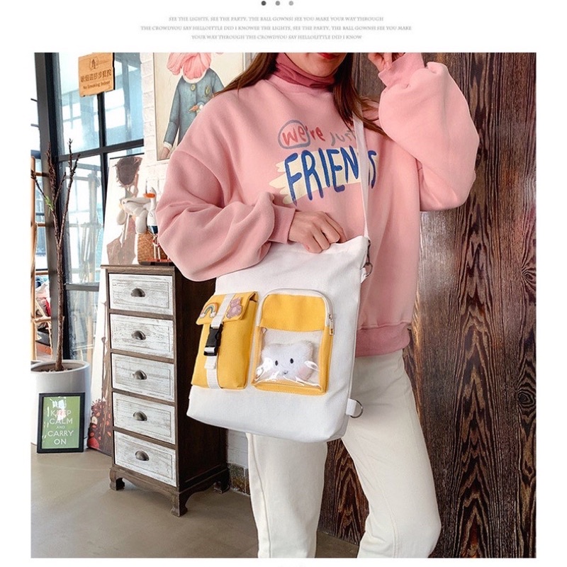 TOTE ĐEO 2 kiểu - TÚI MICA PHỐI MÀU- TT05