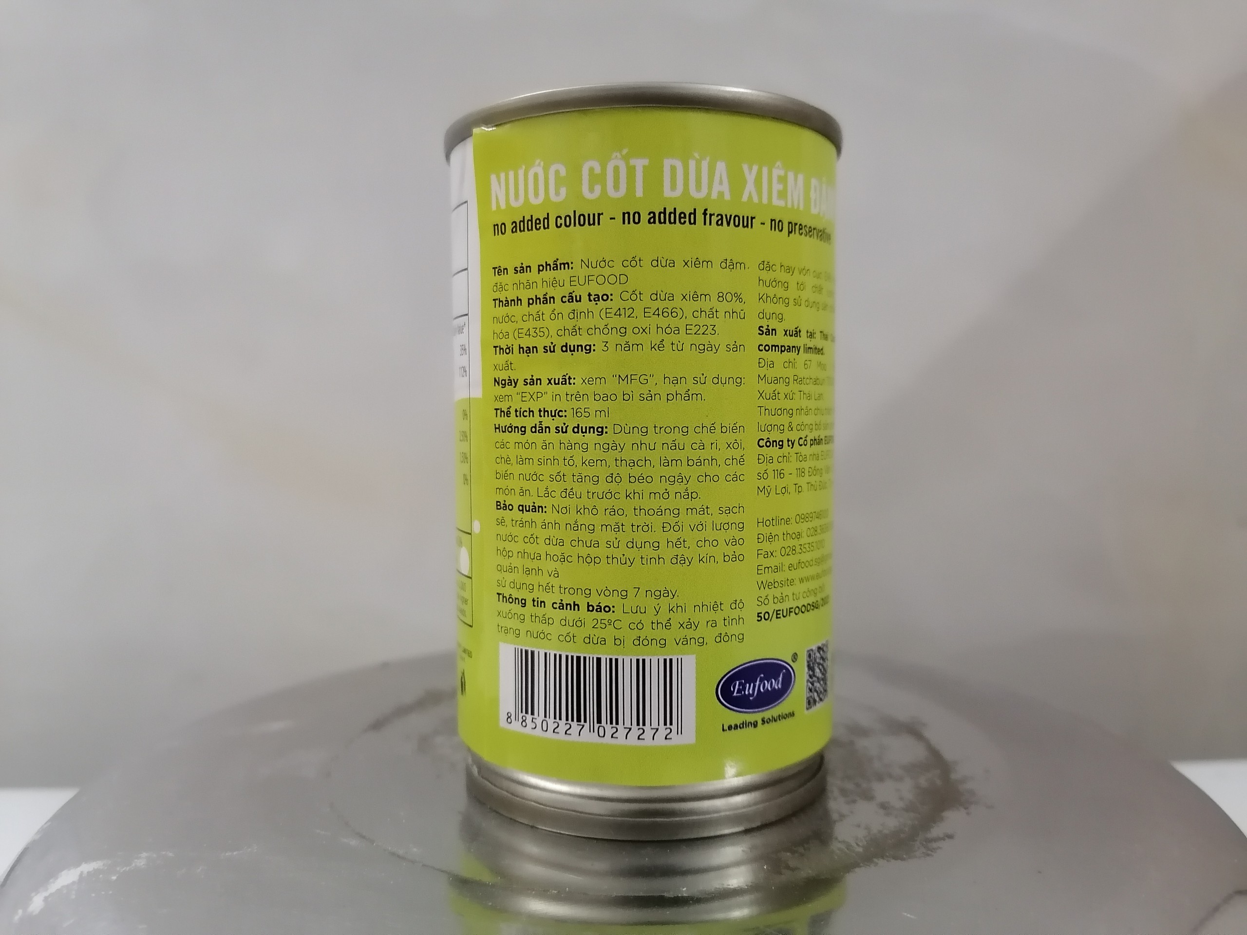 [Hộp Nhỏ 165ml (DỪA XIÊM)] NƯỚC CỐT DỪA ĐẬM ĐẶC [Thailand] EUFOOD Coconut Cream (euf-hk)