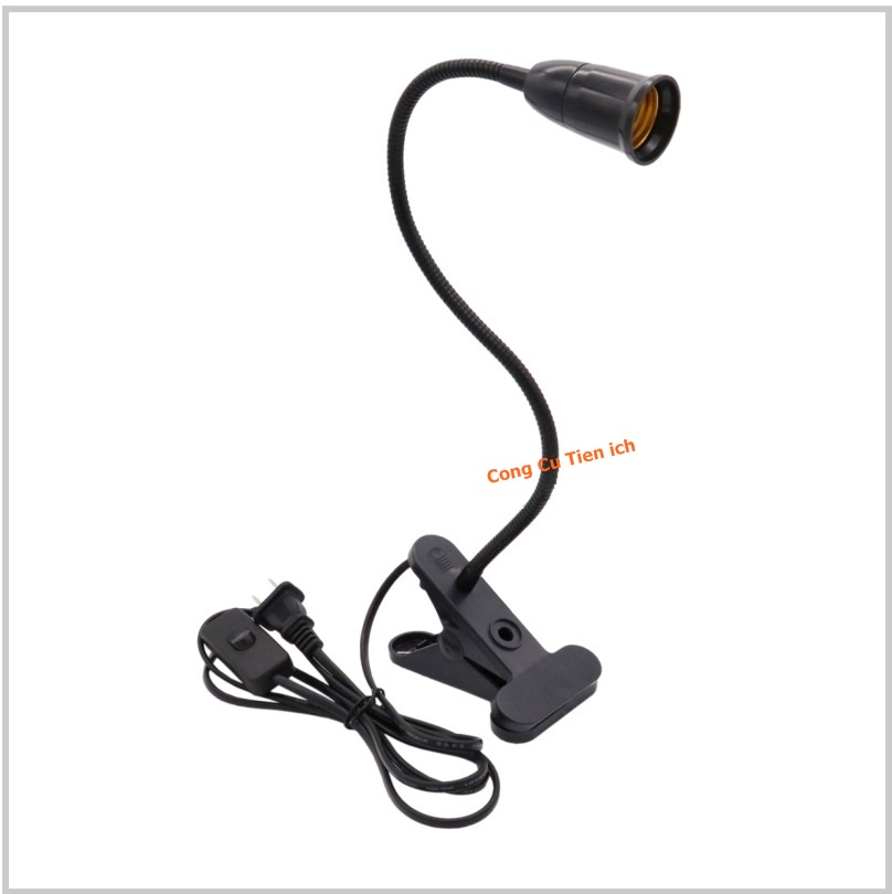 Chân đèn kẹp 40cm đui vặn E27 - Chọn màu theo ý thích
