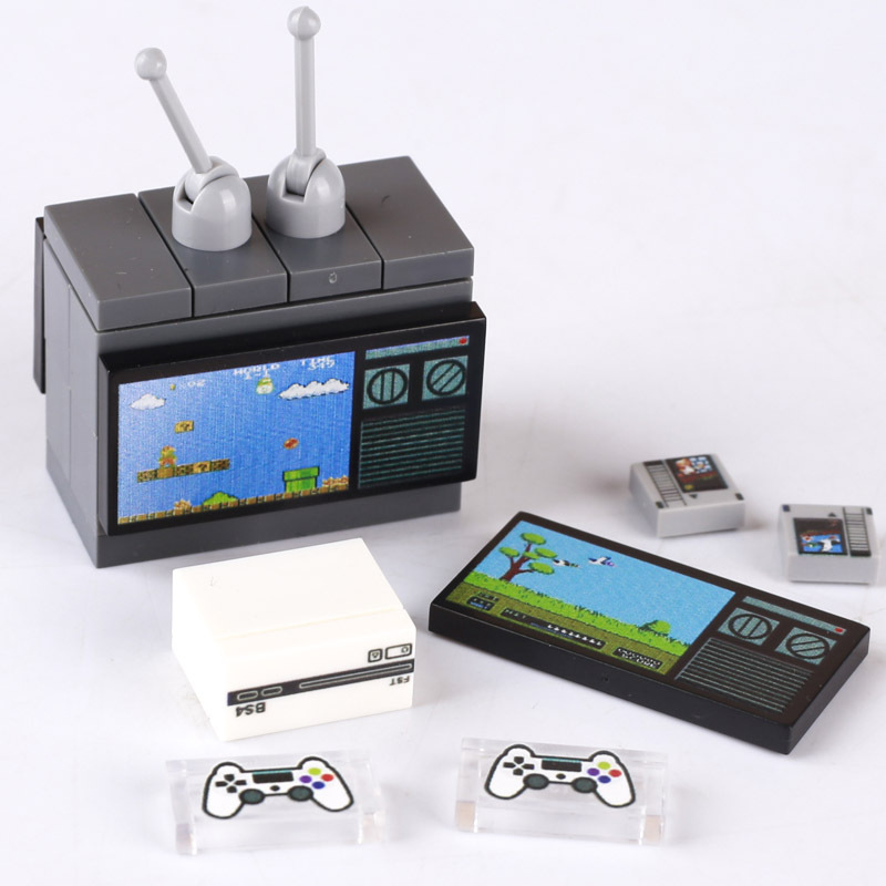 Tile MOC printed figure game machine đồ chơi lắp ráp