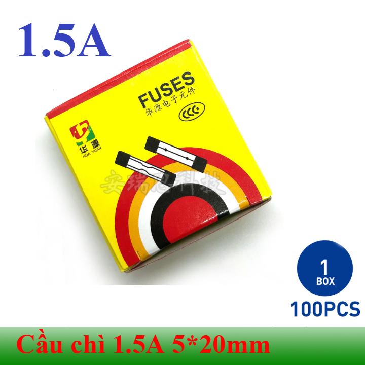 [Hộp 100 chiếc] Cầu chì ống thủy tinh 1.5A cỡ 5*20mm