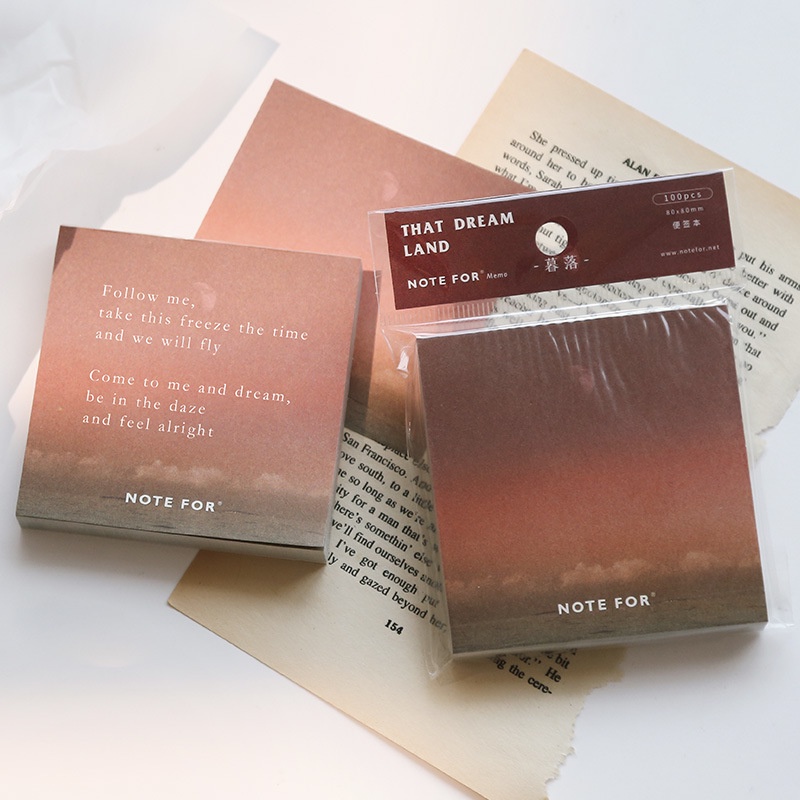 Tập Note 80-100 tờ ghi chú hình bầu trời, vườn hoa đẹp mắt, giấy ghi chú trang trí sổ Tuệ Minh