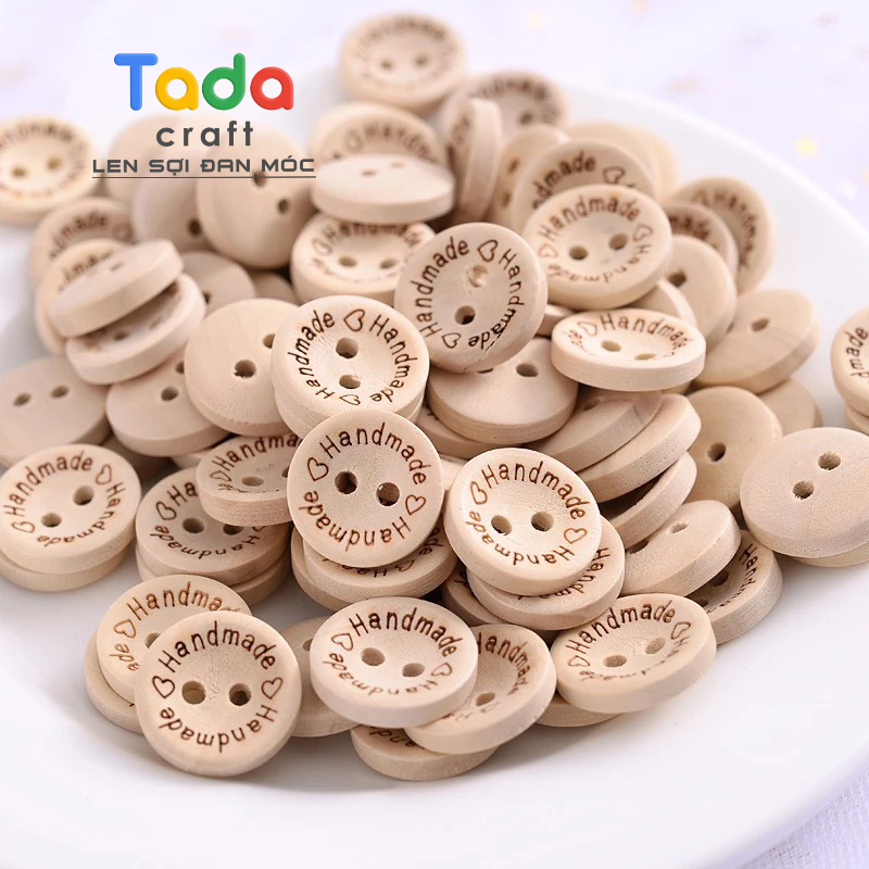 (10 cái) Nút Gỗ Handmade Size 1.5cm/2.0cm/2.5cm