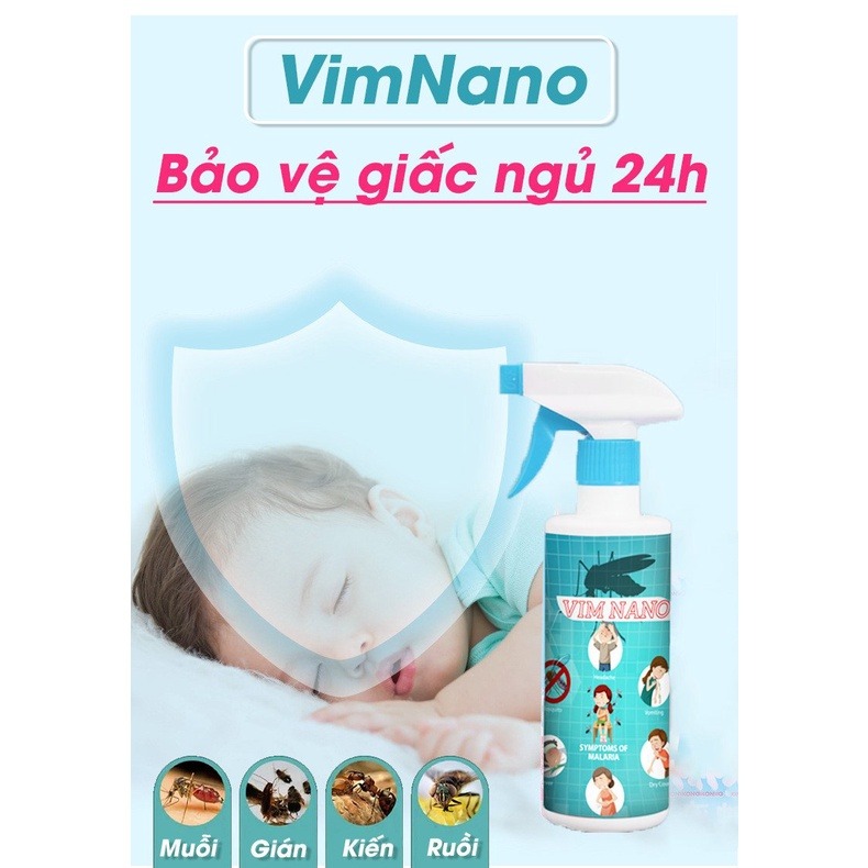 Xịt đuổi muỗi, Xịt côn trùng mùi thảo mộc VIMNANO 500ml