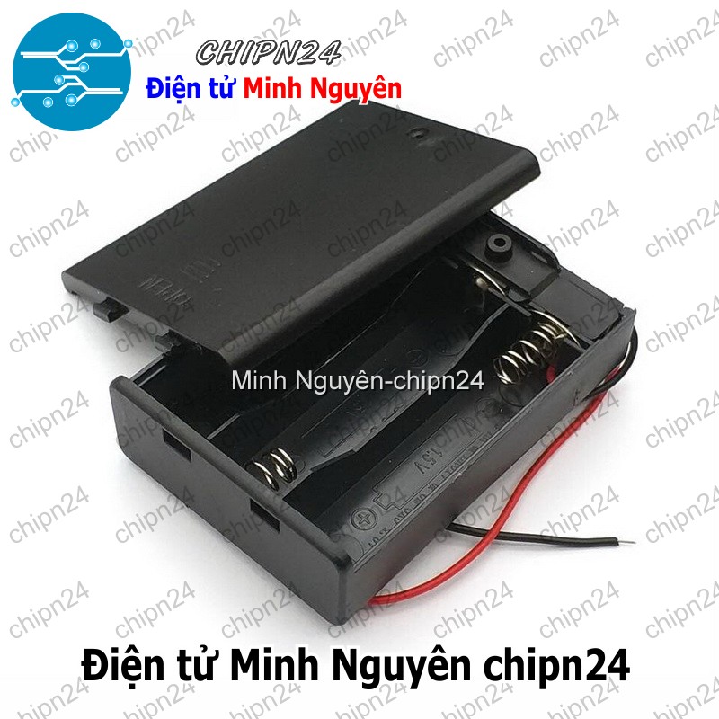 [1 cái] (C11) Hộp Đế pin 3 viên AA (có nắp, có công tắc) - HH000600
