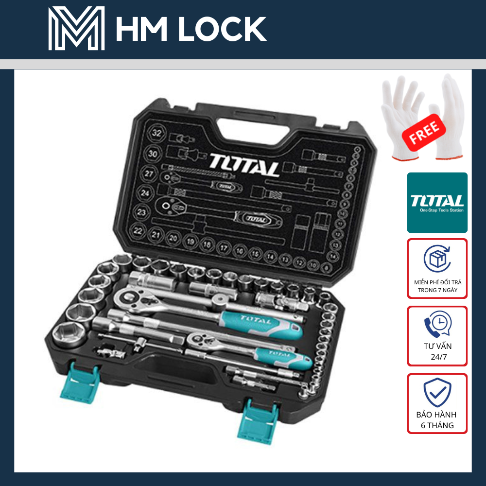 Bộ tuýp 1/2" & 1/4" 44 chi tiết total - hàng chính hãng - tht421441 - hm lock