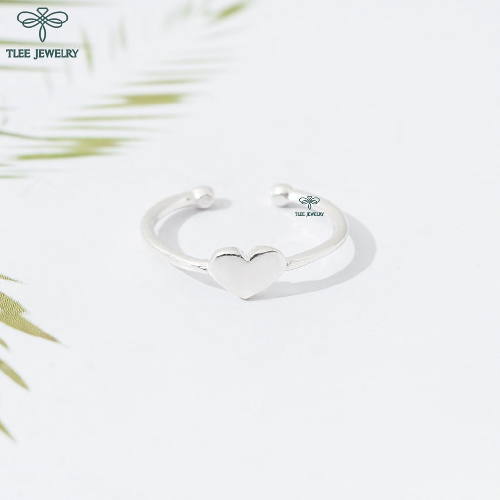 Nhẫn bạc nữ TLEE tim trơn freesize cá tính TleeJewelry A0233