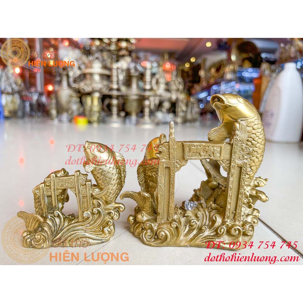 Cá chép vượt vũ môn bằng đồng 2 cỡ phong thủy