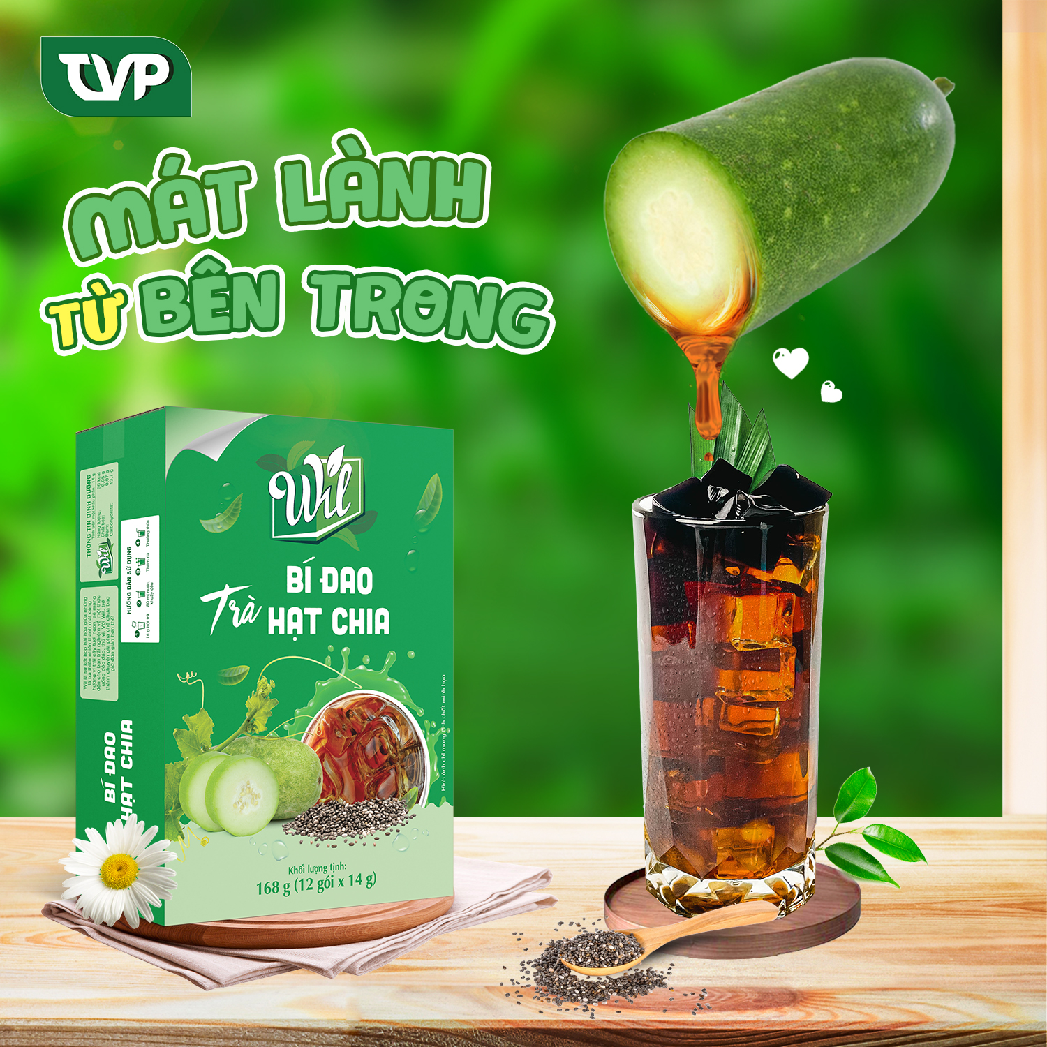TRÀ BÍ ĐAO HẠT CHIA HÒA TAN 16 GÓI