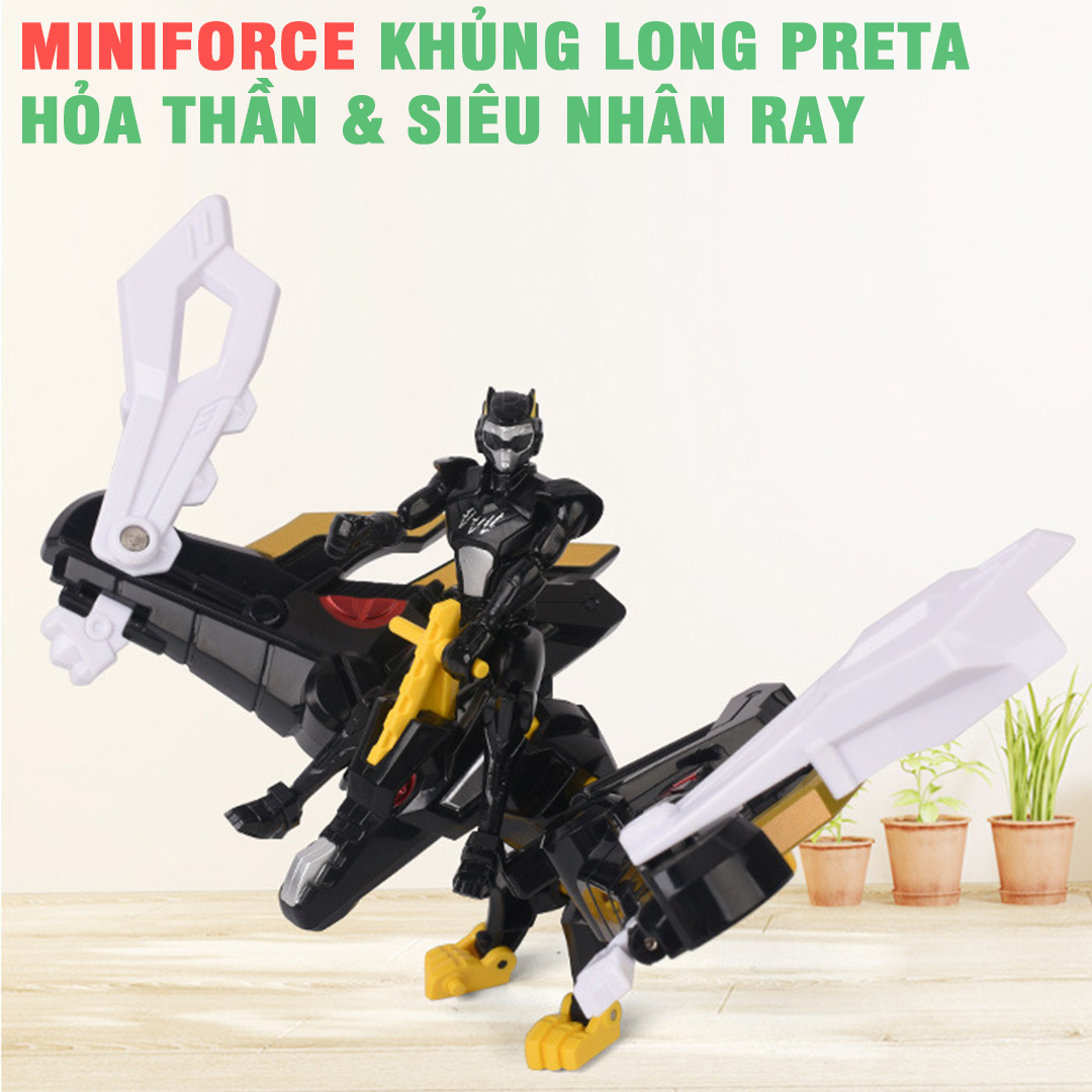 Mô hình  miniforce biệt đội siêu nhân nhí mô hình Khủng long Preta và Siêu nhân Ray bằng nhựa cao cấp