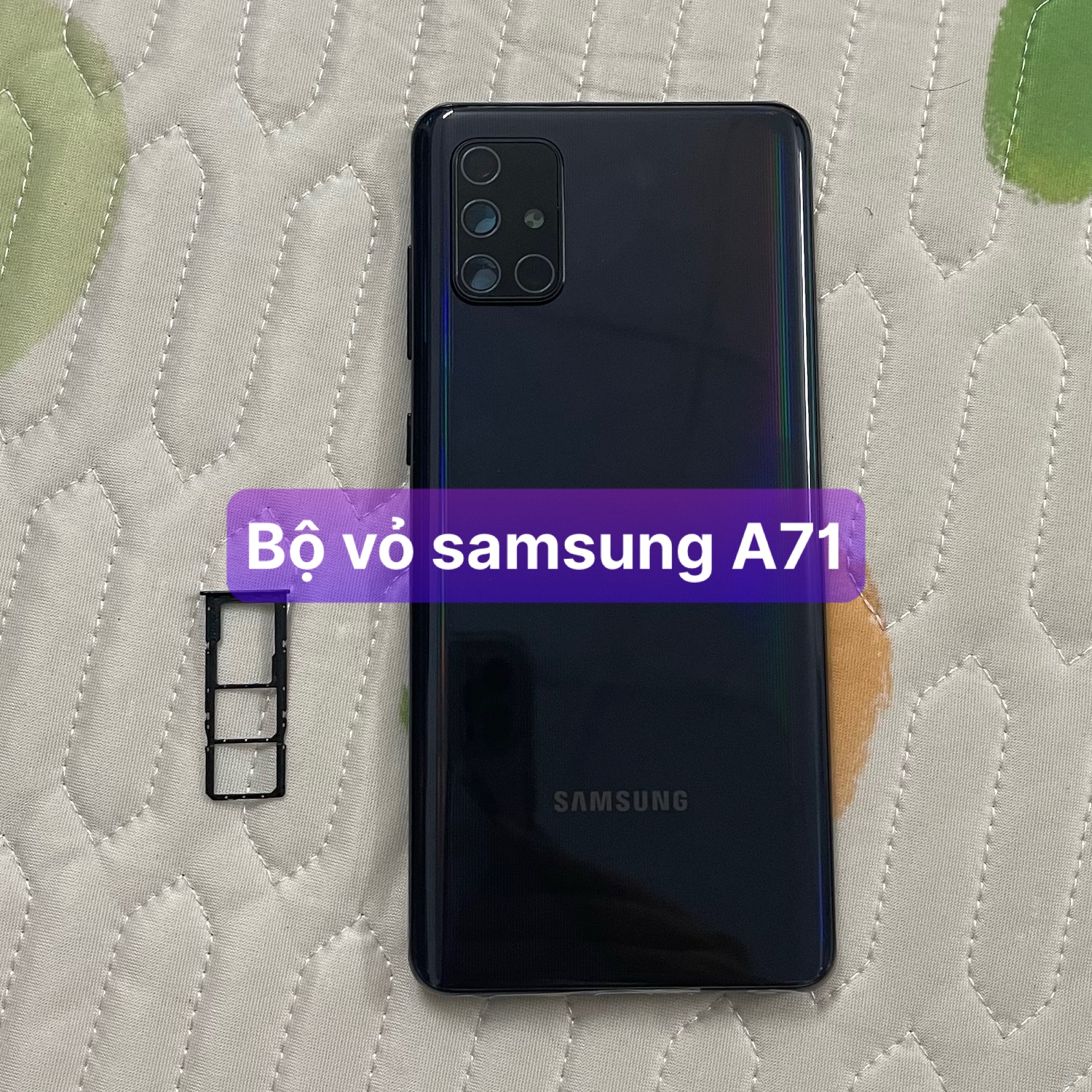 bộ vỏ sườn samsung A71 ,kèm khay sim,phím,kính camera