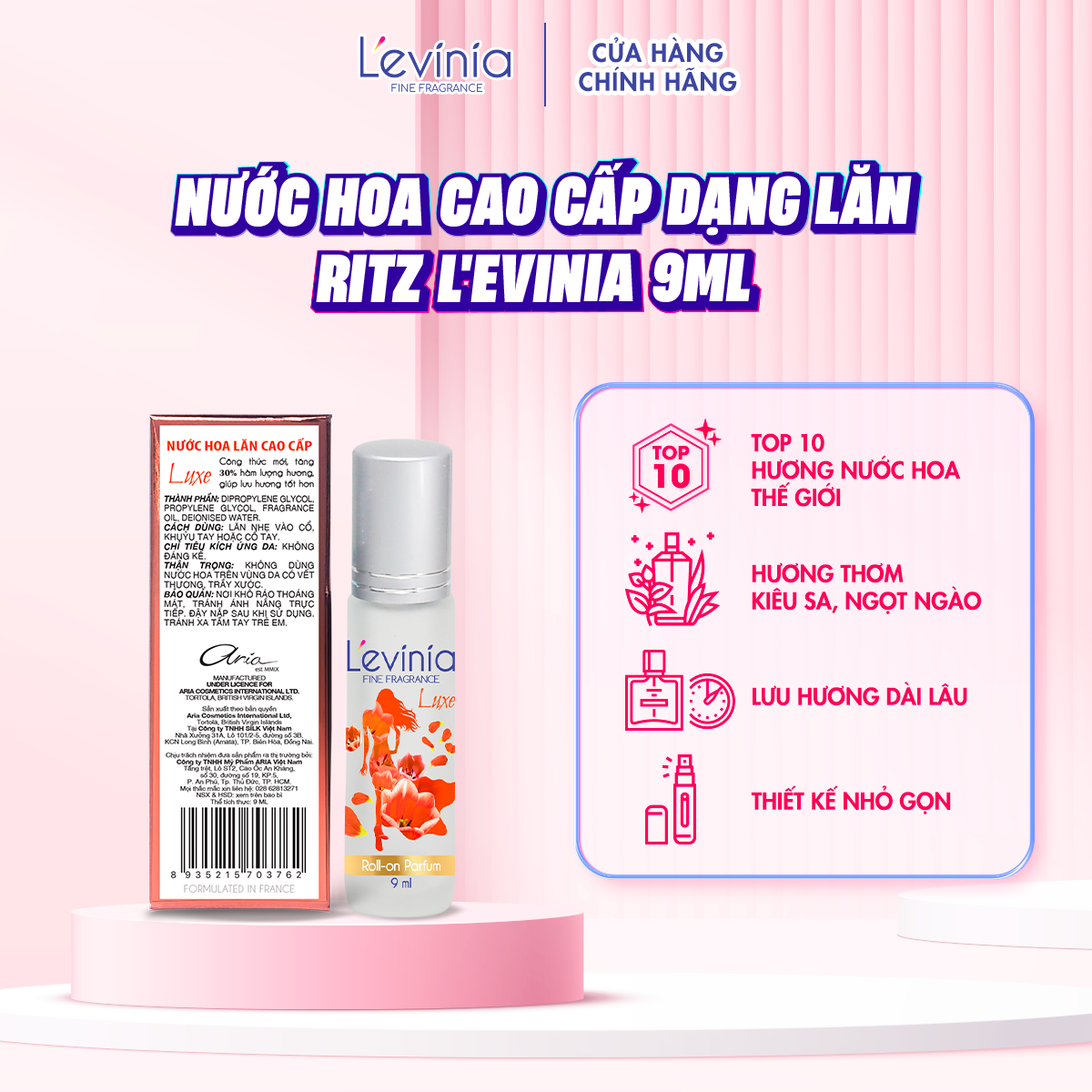 Combo 2 Nước Hoa Cao Cấp Dạng Lăn L'evinia Hương Luxe 9ml