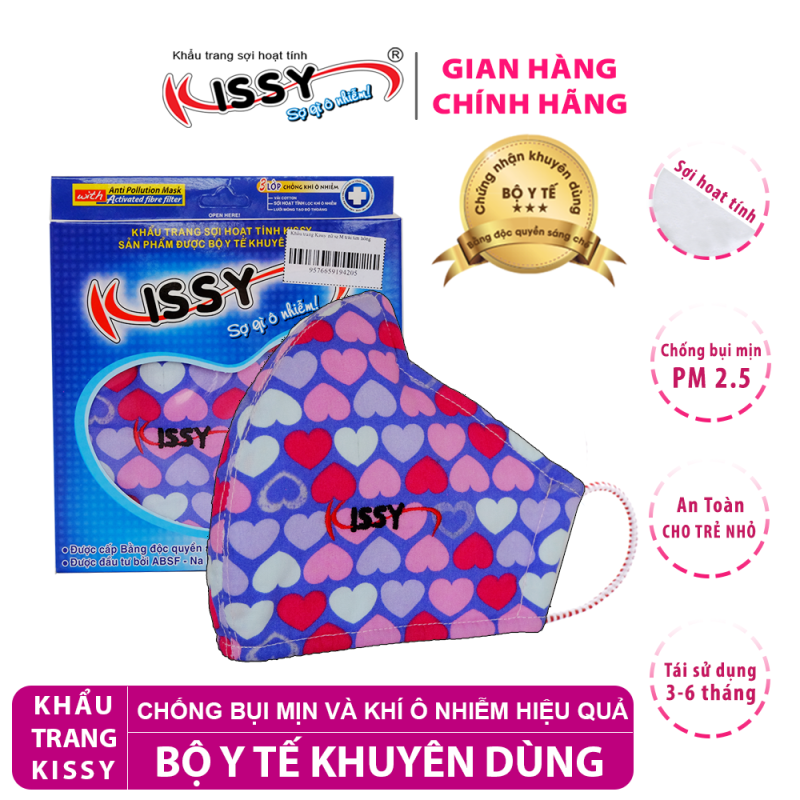 Khẩu Trang Kissy BỘ Y TẾ KHUYÊN DÙNG Chống Nắng Và Bụi Mịn HIỆU QUẢ Trái Tim Hồng