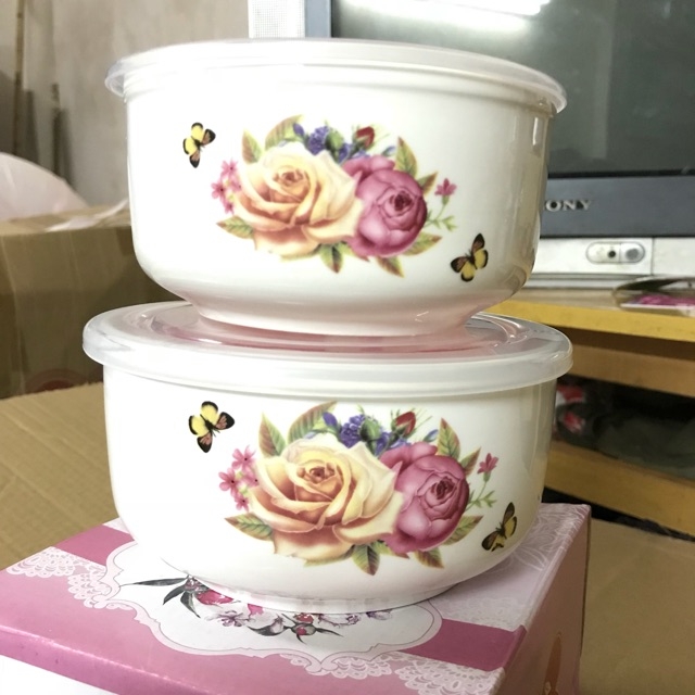 Bộ 2 thố sứ nắp hút chân không