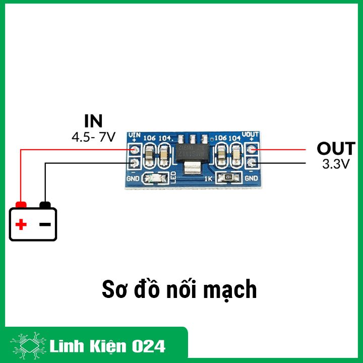 Module nguồn AMS1117 3V3 Input 4V5 - 7VDC
