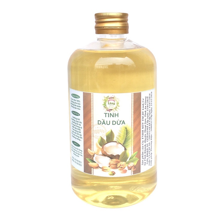500ml/1000ml Dầu Dừa Nguyên Chất 100% Ling Organic Dưỡng Da, Dưỡng Tóc, Làm Đẹp