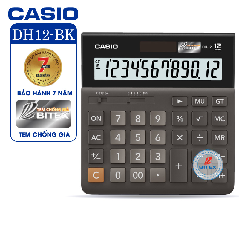 Máy tính Casio DH-12 - Chính hãng Bitex, Bảo hành 7 năm
