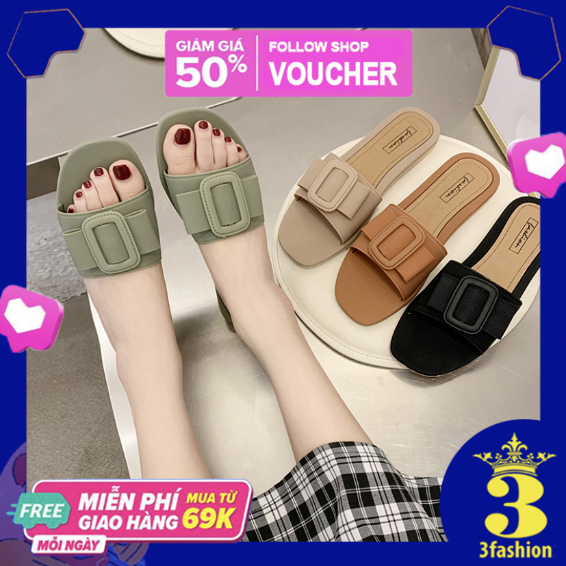 Dép Nữ 3Fashion Nơ Khuy Chữ Nhật Xinh Quai Ngang Nhựa Cao Cấp - MSP 3222 giá rẻ