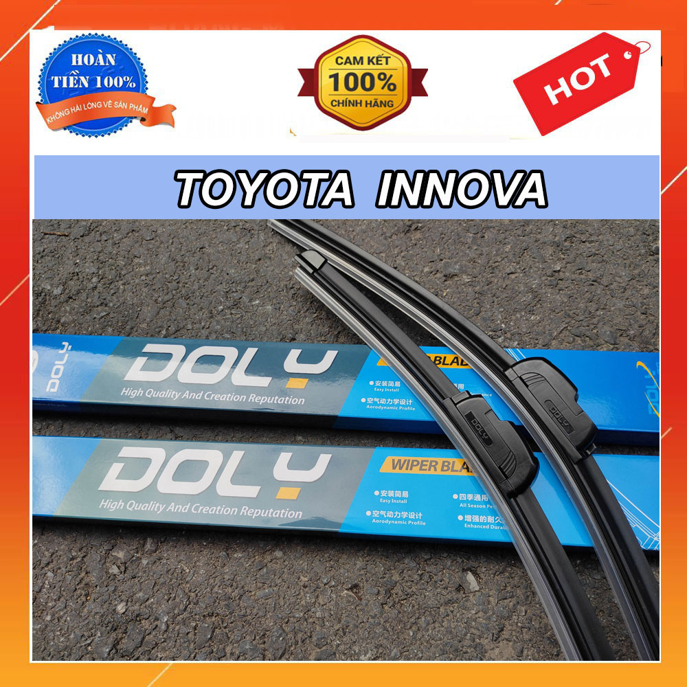 Chổi Gạt Mưa Xe Toyota Innova đời 2005 đến 2020- Bộ 2 Cái Gạt Mưa Silicon Chuẩn Hãng DOLY Gạt Nước Sạch, Êm Ko Gây Tiếng Ồn, Lắp Đặt Đơn Giản