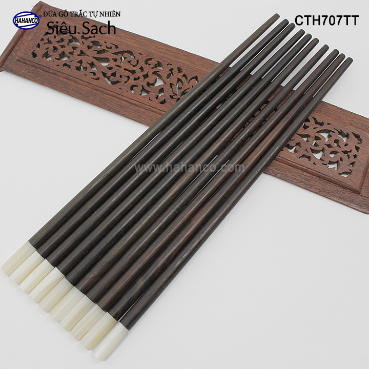 Đũa gỗ Trắc đầu xà cừ  - CTH707TT - (Hộp 10 đôi tròn đẹp) gỗ Trắc tự nhiên - Chopstick of HAHANCO